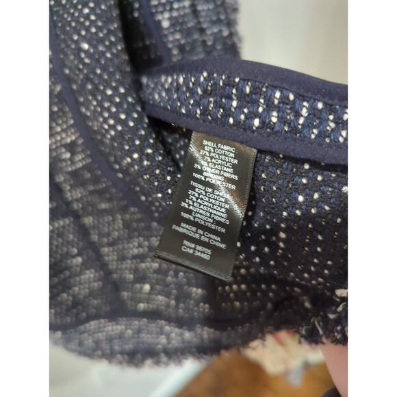 Rebecca Taylor Navy Sparkle Tweed Open Front Blazer Jacket - Picture 6 of 6
